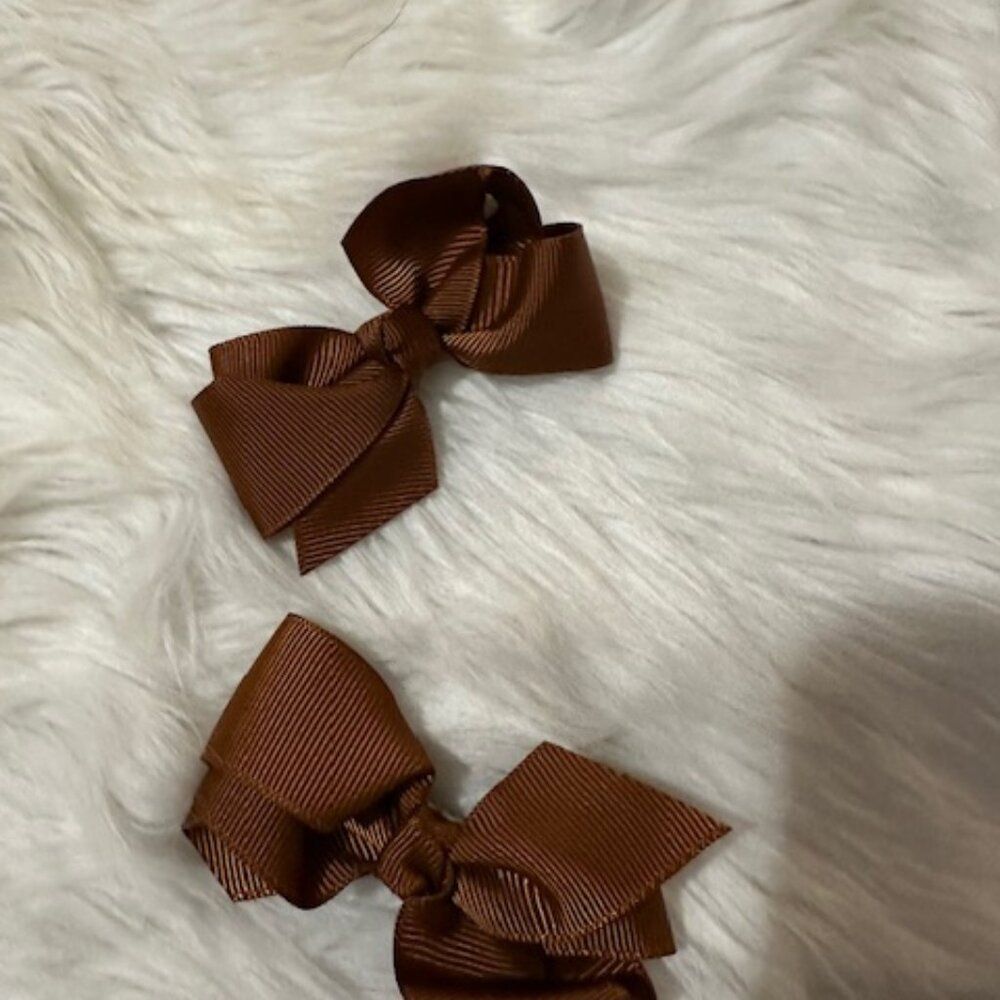 SET of Coffee Brown Boutique Bows    7698   Handmade Boutique